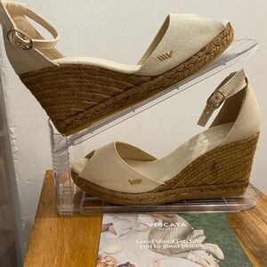 Viscata Aiguafreda Espadrille Canvas Jute Wedge Peep Toe Sandals Woman's 9 (40)